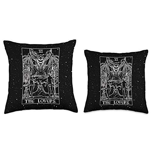 The Lovers Tarot Card Halloween Grim Reaper Gothic Horror Throw Pillow