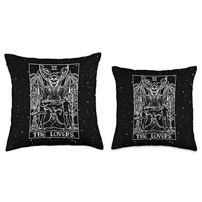 The Lovers Tarot Card Halloween Grim Reaper Gothic Horror Throw Pillow