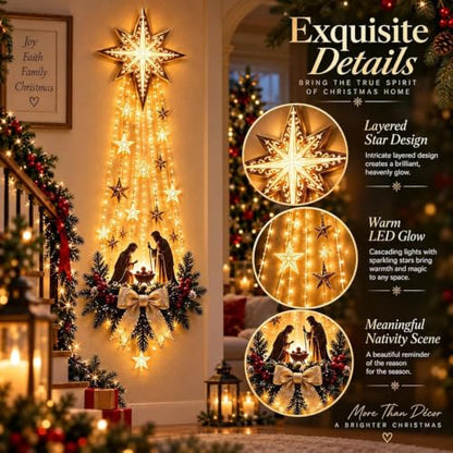 Lighted Nativity Hanging Wall Art - LED Religious Christmas Decor - 1pc