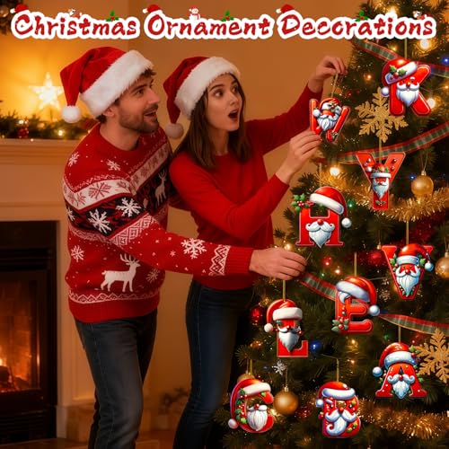 Personalized 26 Christmas Letter Ornaments - Holiday Tree Decorations R