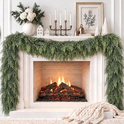 9 Ft Real Touch Cedar Garland for Mantle - Artificial Xmas Decor - Variation of THIS listing