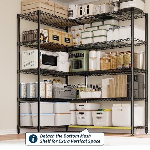 70-Inch Heavy Duty Metal Wire Shelving Unit - 1325LBS Capacity, 5-Tier