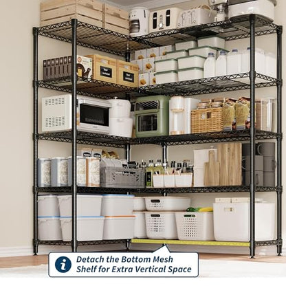 70-Inch Heavy Duty Metal Wire Shelving Unit - 1325LBS Capacity, 5-Tier