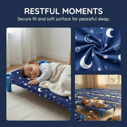 Starry Sky Fitted Cot Sheets for Daycare - 23x52 Inches, Pack of 4