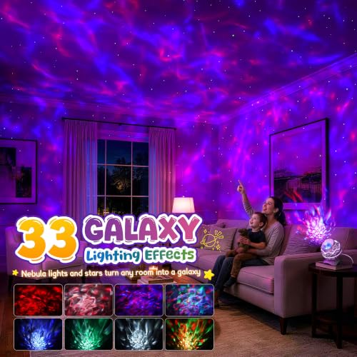 Rossetta Galaxy Star Projector Night Light for Kids Room Decor - Silver White