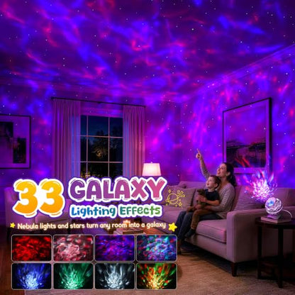 Rossetta Galaxy Star Projector Night Light for Kids Room Decor - Silver White