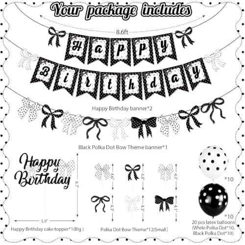 Black and White Birthday Banner and Balloon Set - Polka Dot Party Decorations