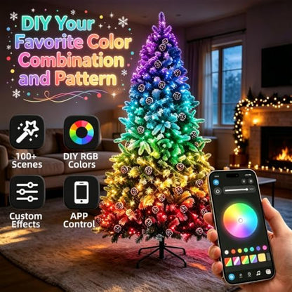 6 FT Pre-Lit Artificial Christmas Tree with 250 LED Smart RGB Lights - App & Remote Control