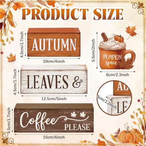 Fall Tiered Tray Decor Set with Pumpkin Latte - Wooden Autumn Decorations