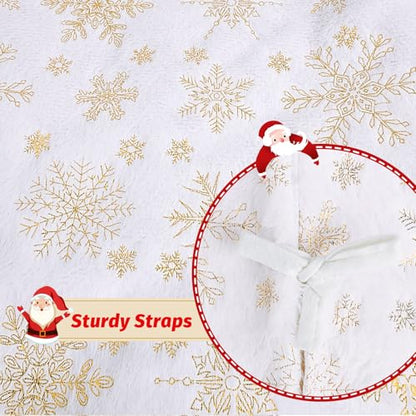 EverMerry 48 Inch White Christmas Tree Skirt with Snowflake Design