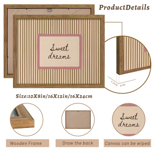 Pink Sweet Dreams Wall Art Framed Vintage Striped Prints 8x10 - Dream Variation