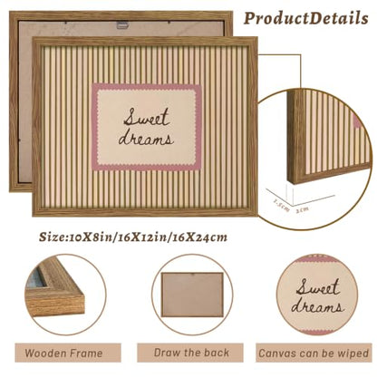 Pink Sweet Dreams Wall Art Framed Vintage Striped Prints 8x10 - Dream Variation
