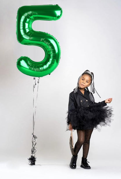 Skiennix 40-Inch Balloon Numbers - Big Dark Green Balloons for 5th Birthday & Wedding Decor