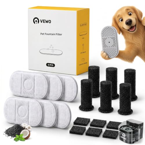 6-Pack Replacement Filters for VEWO 11L Dog Water Fountain - Multi-Layer Filtration