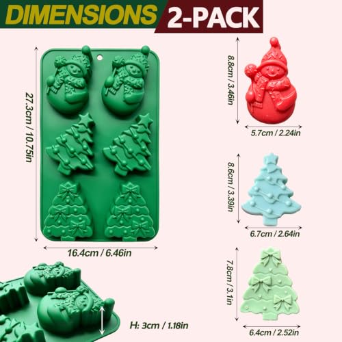 Christmas Snowman & Green Christmas Tree Silicone Molds for DIY Crafts