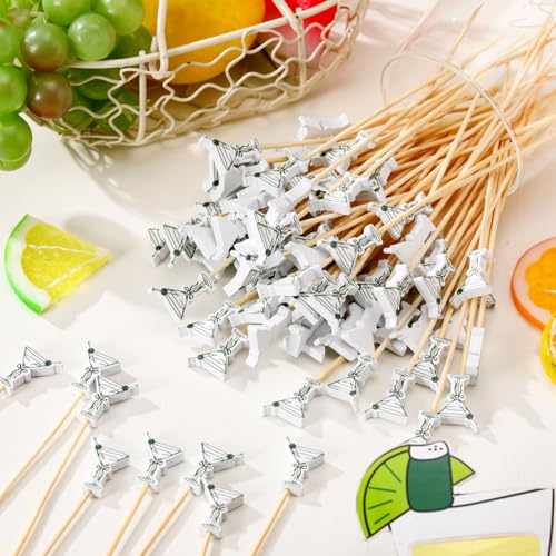 Martini Style Cocktail Picks 4.7 Inch Bamboo Garnish Skewers - 300 Pcs
