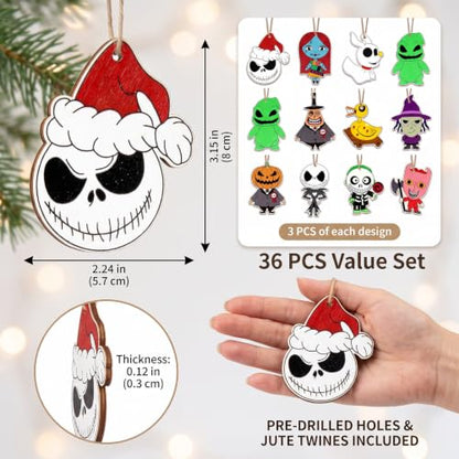 36PCS Halloween Christmas Ornaments Decorations Set Spooky Cartoon Designs