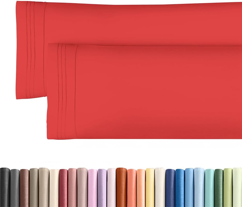 Skiennix Body Pillowcases Set of 2 | 20x54 Soft Covers for Side Sleepers - Comfy, Wrinkle-Free, Machine Washable - Red