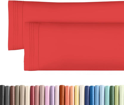 Skiennix Body Pillowcases Set of 2 | 20x54 Soft Covers for Side Sleepers - Comfy, Wrinkle-Free, Machine Washable - Red