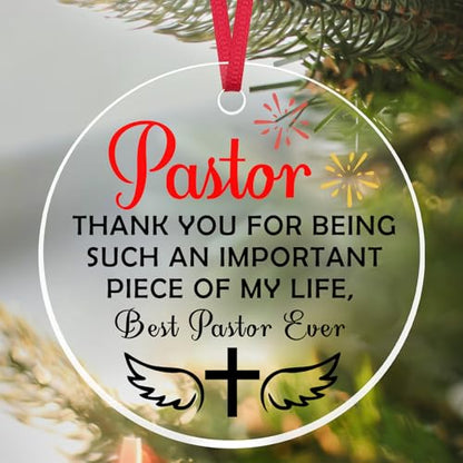 Pastor Appreciation Christmas Ornament - Thank You Religious Gift for Men Women