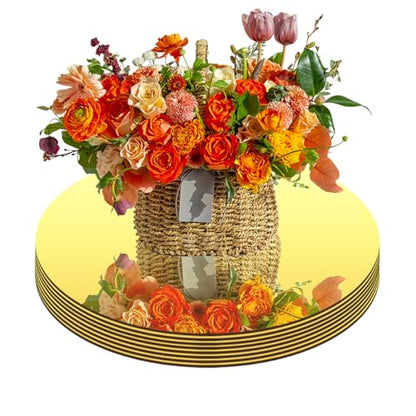 8PCS 6-Inch Gold Round Acrylic Mirrors for Centerpieces Wall Decor Candle Trays