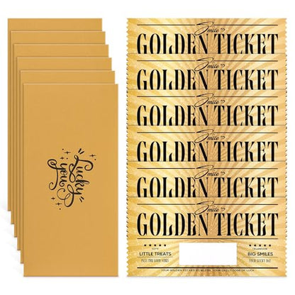 Golden Tickets Scratch Off Cards Set - 6 Pieces with Envelopes, Lucky Gift Reveal for Celebrations
