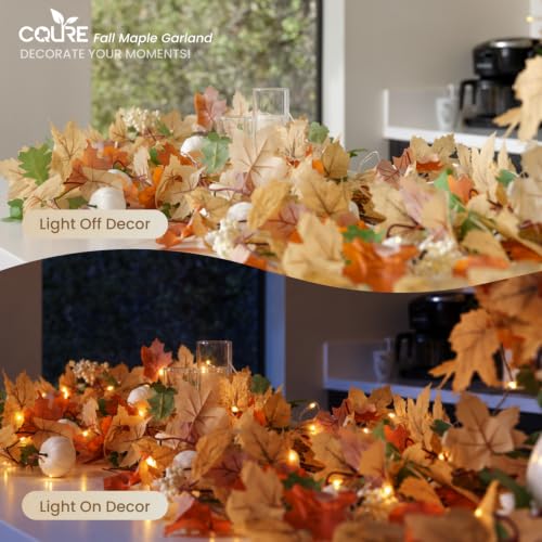 3 Pack Fall Leaf Garland with Lights - 17.7Ft Battery Operated Maple Leaves Autumn Decorations