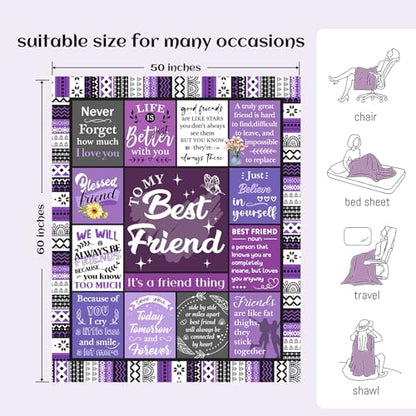 Best Friend Blanket Gifts for Women - Cozy Friendship Gift 50x60in