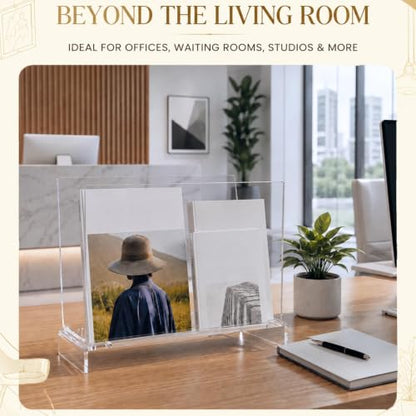 Acrylic Magazine Holder Floor Stand 15.7 x 7 x 13.8 Inch U-Shape Large Capacity