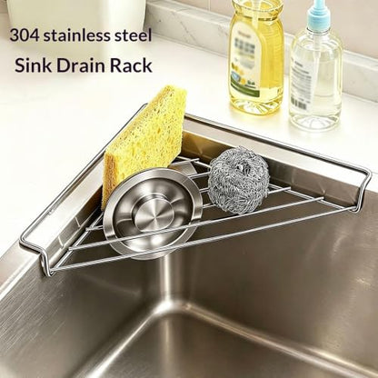 2PCS Stainless Steel Corner Sink Rack - Triangle Dish Drying Organizer for Kitchen Counter