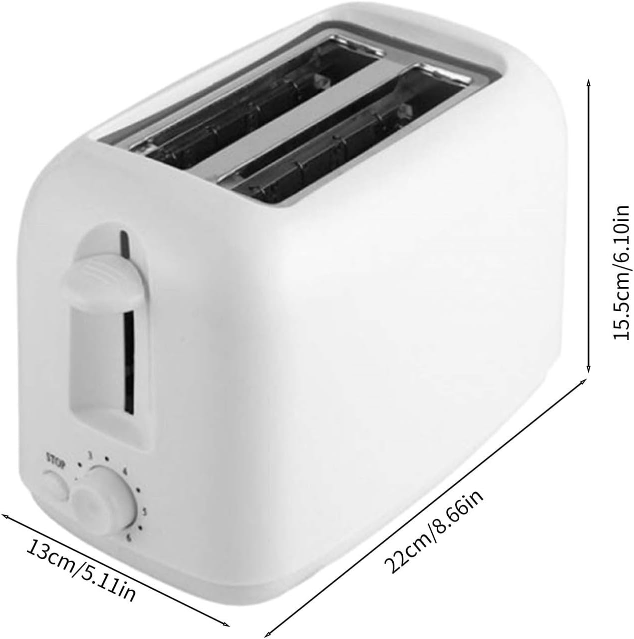 Skiennix Retro 2-Slice Stainless Steel Toaster - 6 Functions, Removable Crumb Tray, White