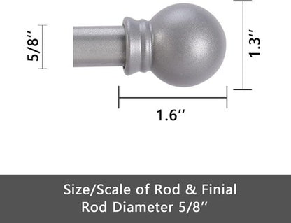 GXOACKJ Silver Curtain Rods - Heavy Duty 5/8 Inch Metal Set for Windows 28 to 78 Inch | 2 Pack with Brackets