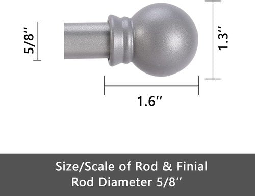 GXOACKJ Silver Curtain Rods - Heavy Duty 5/8 Inch Metal Set for Windows 48 to 84 Inches | 2 Pack with Brackets