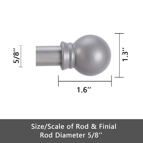 GXOACKJ 2 Pack Silver Curtain Rods for windows 32 to 48 inch, 5/8 inch Splicing Heavy Duty Metal Curtain Rod Set with Brackets