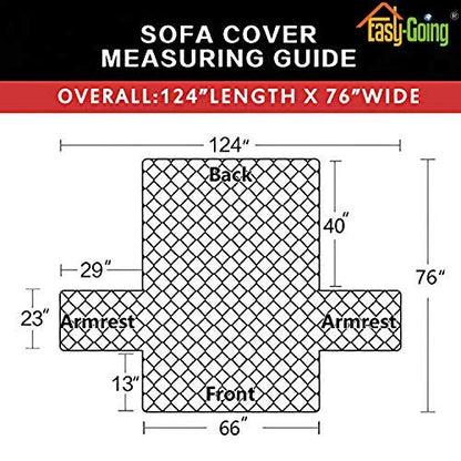 Easy-Going Reversible Couch Cover for 3 Cushion Couch Sofa Cover for Dogs Water Resistant Furniture Protector Cover with Foam Sticks Elastic Straps for Pet Cat (Sofa, Cyan/Ivory)