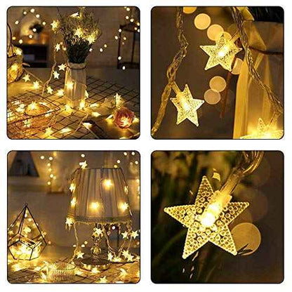 IRIDESCENT Star String Lights, 16ft/5m 50 LED Plug in String Lights Warm White Fairy Lights for Christmas/Wedding/Party Indoor and Outdoor Decoration