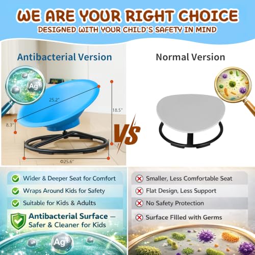 Blue Antibacterial Sensory Spinning Chair for Autistic Kids & Adults