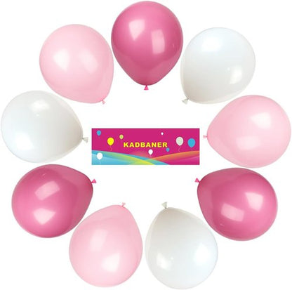 KADBANER 12-Inch Latex Balloons - 100 Pack in White, Pink & Light Rose Red for Weddings, Birthdays & Baby Showers