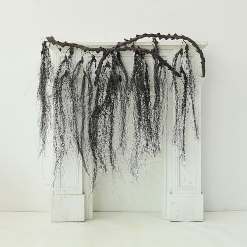 63-Inch Black Faux Weeping Willow Tree Branches Hanging Vines Halloween Decor - Variation: Black