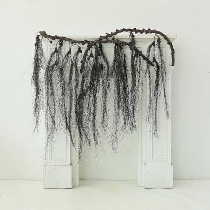 63-Inch Black Faux Weeping Willow Tree Branches Hanging Vines Halloween Decor - Variation: Black