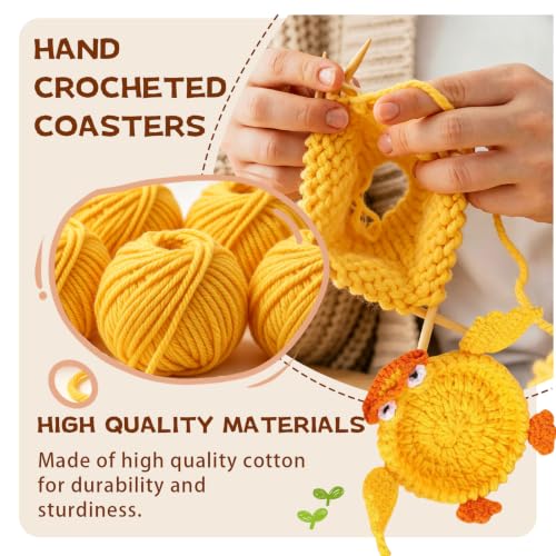 2PCS Crochet Coaster Set - Frogs and Ducks 3D Woven Drink Mats - Funny Home Decor