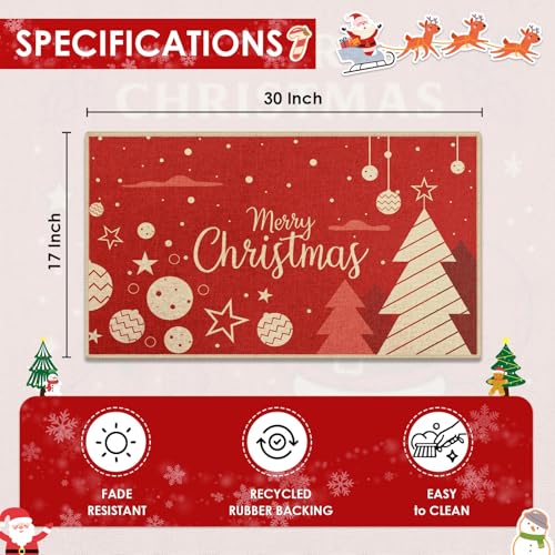 Christmas Welcome Door Rug 17x30 Inch Low-Profile Holiday Mat - Blessed
