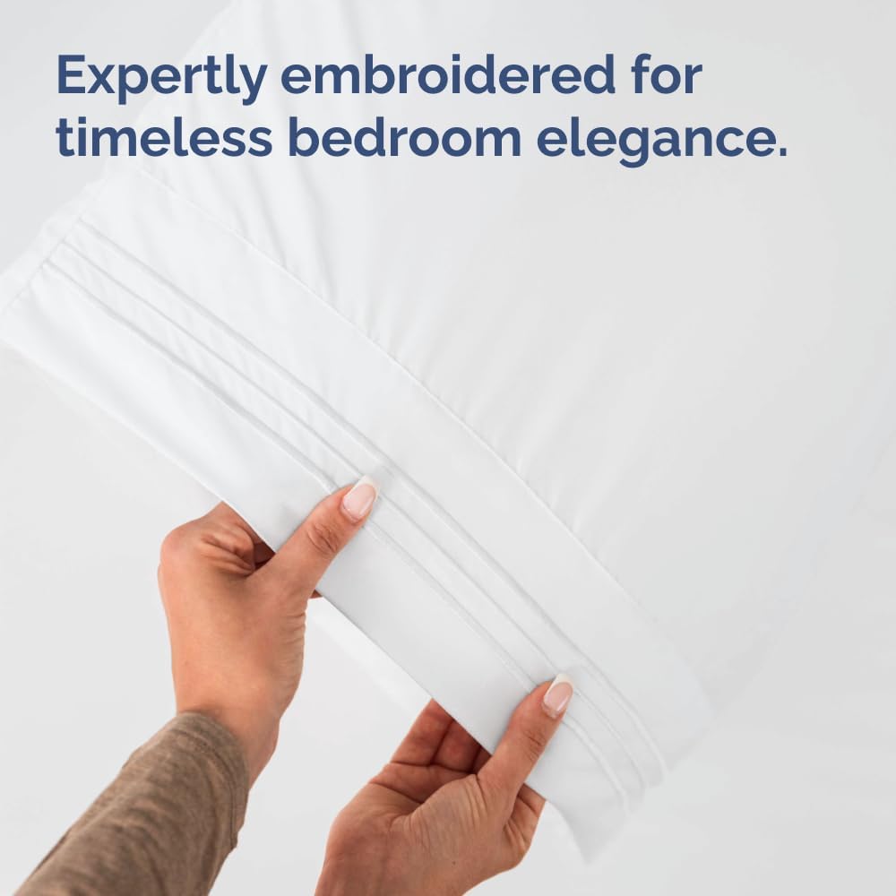 Skiennix Standard Pillow Cases Set of 4 - Ultra Soft Hotel Quality Covers - Machine Washable White