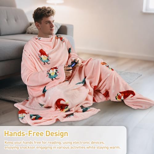 Adult Wearable Blanket with Sleeves & Foot Pocket - Fleece Christmas Dwarfs Variation