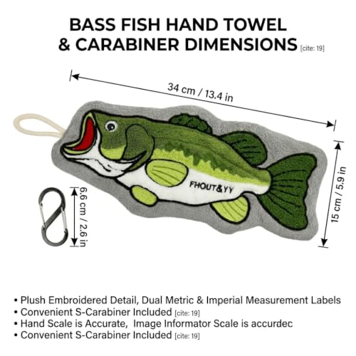 Fish-Shaped Fishing Towel with Embroidery and Carabiner for Anglers