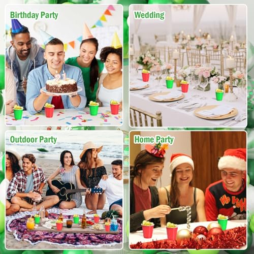 Disposable Christmas Shot Glasses 2oz Pack of 100 - Red & Green