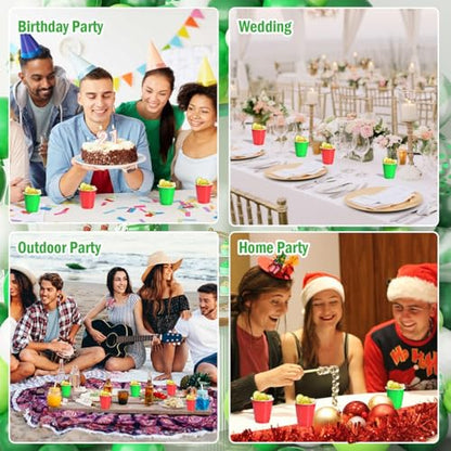 Disposable Christmas Shot Glasses 2oz Pack of 100 - Red & Green