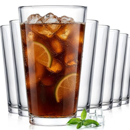 16oz Drinking Glasses Set of 8 - Stackable Heavy Base Water Cups