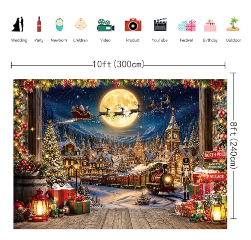 Christmas North Pole Backdrop 10x8FT Christmas Village Photography Background