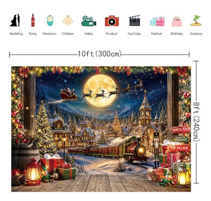 Christmas North Pole Backdrop 10x8FT Christmas Village Photography Background